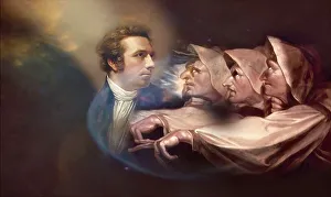 Henry Fuseli or Johann Heinrich Fuessli, 1741 - 1825, Swiss painter, draughtsman and writer, digitally edited after Northcote, 1778, Prophecy from the witches, scene from The Tragedy of Macbeth by William Shakespeare