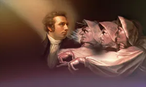 Henry Fuseli or Johann Heinrich Fuessli, 1741 - 1825, Swiss painter, draughtsman and writer, digitally edited after Northcote, 1778, Prophecy from the witches, scene from The Tragedy of Macbeth by William Shakespeare
