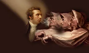 Henry Fuseli or Johann Heinrich Fuessli, 1741 - 1825, Swiss painter, draughtsman and writer, digitally edited after Northcote, 1778, Prophecy from the witches, scene from The Tragedy of Macbeth by William Shakespeare