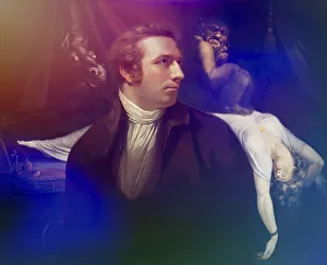 Henry Fuseli or Johann Heinrich Fuessli, 1741 - 1825, Swiss painter, draughtsman and writer, digitally edited after Northcote, 1778, The Nightmare, painting by Fuseli