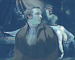 Henry Fuseli or Johann Heinrich Fuessli, 1741 - 1825, Swiss painter, draughtsman and writer, digitally edited after Northcote, 1778, The Nightmare, painting by Fuseli