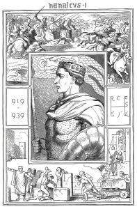 Henry I, 876 - 936, historical illustration from Bildnisse der Deutschen Koenige und Kaiser
