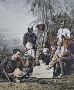 Henry Stanley and members of the Portuguese Society in San Paolo de Lando