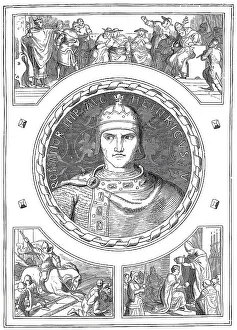 Henry V, 1081 - 1125, historical illustration from Bildnisse der Deutschen Koenige und Kaiser