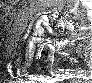 Hercules capturing Cerberus, Greek mythology