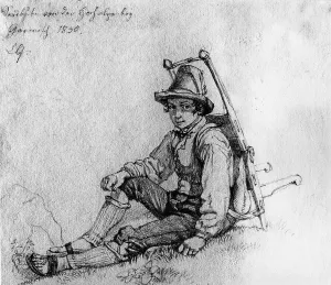 Herder boy near Garmisch, drawing by D