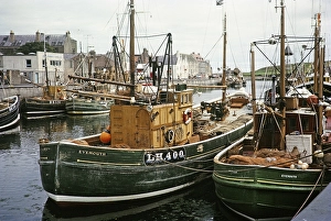 Herring boat in the harbour, Eyemouth, Berwickshire, Scotland, UK 1965