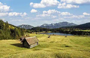 Heustadl in a meadow at the Geroldsee