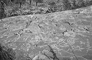 Hieroglyphs in the canyon of the Yuba River in 1880