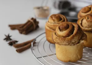 High angle cinnamon rolls sticks