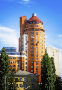 A high building in Kiev the capitol of Ukraine