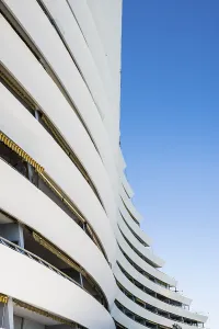 High-rise flat blocks by the sea
