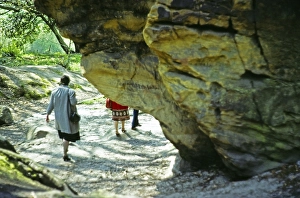 High Rocks, Mesolithic rock shelter, Tunbridge Wells, East Sussex, England, UK 1983