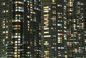 Highly-detailed night windows pattern of modern metropolis