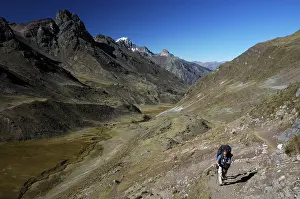 Hiker in the Cordillera Huayhuash