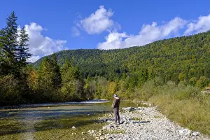 Hiker at the Jachen, Jachenau, Toelzer Land