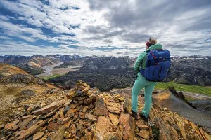 Hiker on the Laugavegur trekking trail