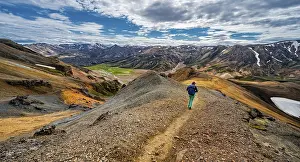 Hiker on the Laugavegur trekking trail