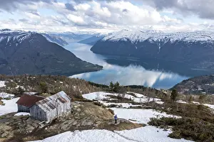 Hiker looking over the Sognefjord