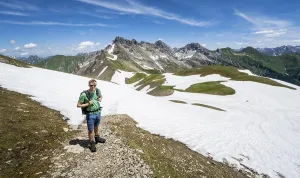 Hiker, mountaineer on the hiking trail