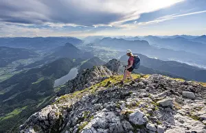 Hiker on a ridge in the mountains