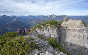 Hiker on the Schinder, Tegernsee mountains in the Mangfall mountains