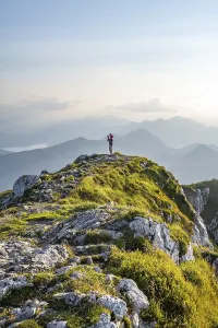Hikers on the Benediktenwand, mountains and landscape