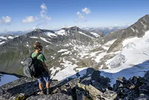 Hikers climbing to the top of Skala