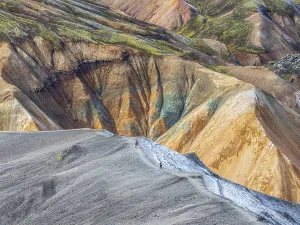 Hikers decending the slopes of Mt