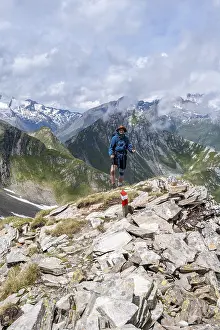 Hikers in the high mountains, Lasoerling Hoehenweg