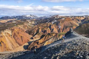 Two hikers on the Laugavegur trekking trail