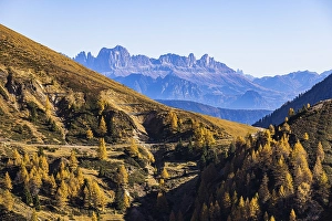 Hiking trail in autumnal mountain landscape