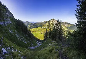 Category Mountain Landscapes Prints: Hiking trail to the Holzeck with a view of the Genneralm and Gennerhorn
