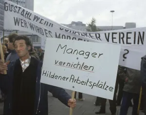 Hilden. Steelworkers protest over concerns about jobs