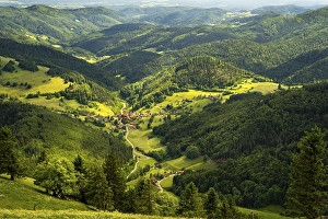Hilly landscape with a village