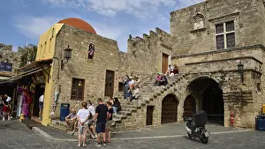 Hippocrates Square, Old Town with stairs and tourists