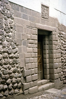 Historic architectural portal, Spanish colonial building, Cuzco, Peru, South America 1962, South America