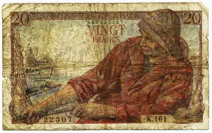 Historic banknote, 20 francs, 1947