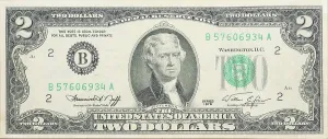 Historic banknote, two US dollars