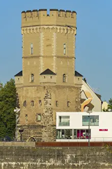 Historic Bayenturm in the Rheinau harbour