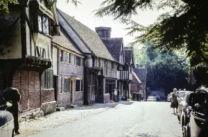 Historic buildings in High Street, Chiddingstone, Kent, England, UK 1960