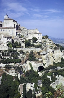 Historic buildings in the hilltop medieval village of Gordes, Vaucluse, Provence, France 1974
