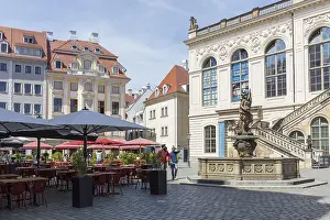 Historic buildings at the Juedenhof in front of the Transport Museum