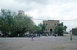 Historic buildings on the main square of the old town of Zebid, Zabid, Yemen 1998 UNESCO World Heritage Site