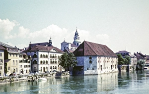Historic buildings on the River Aare, Solothurn, Canton Solothurn, Switzerland, Europe 1961, Europe
