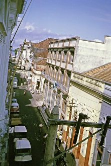 Historic buildings in a street in the city centre of Manaus, Brazil 1962