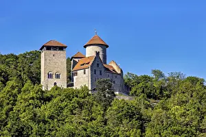Historic castle in summer with recognisable watchtower