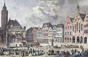 Historic cityscape, lithograph
