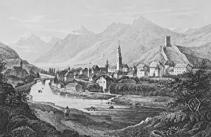 Historic cityscape, Merano in 1850