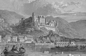 Historic cityscape, steel engraving